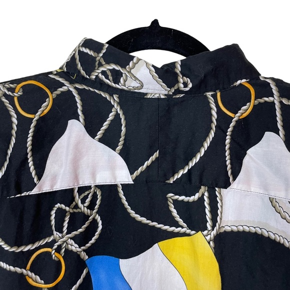 Vintage LRL Nautical Gaudy Busy Allover Button-down Blouse 3/4 Flowing Sleeve 1X - Picture 13 of 15